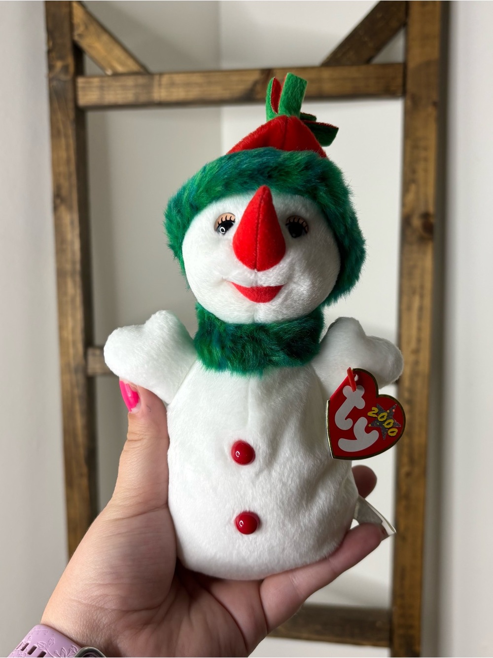Ty Beanie Baby 2000 Snowgirl Holiday Snowman Plush